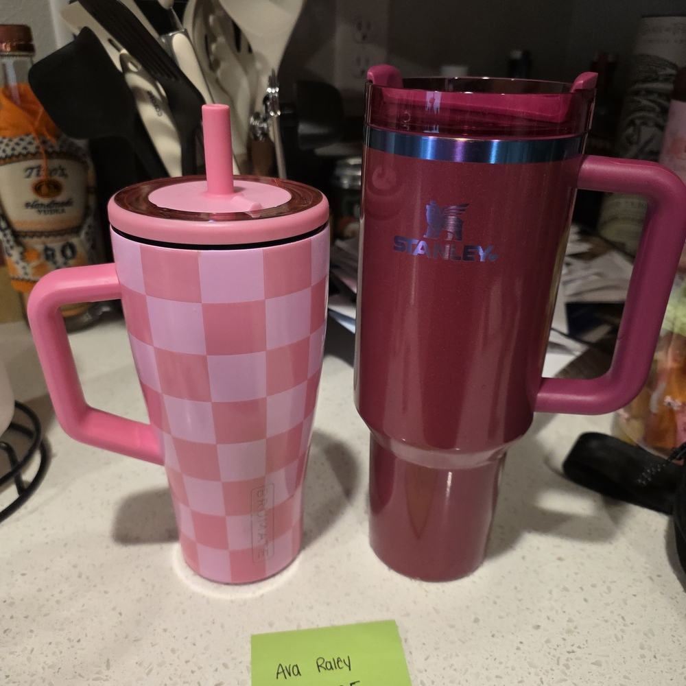 Pink Checkered Tumbler and Stanley Mug Set